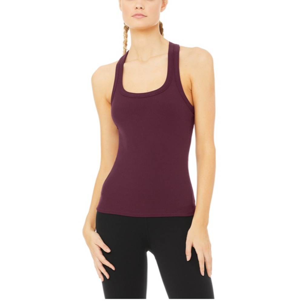 Alo yoga rib supportive tank  black plum